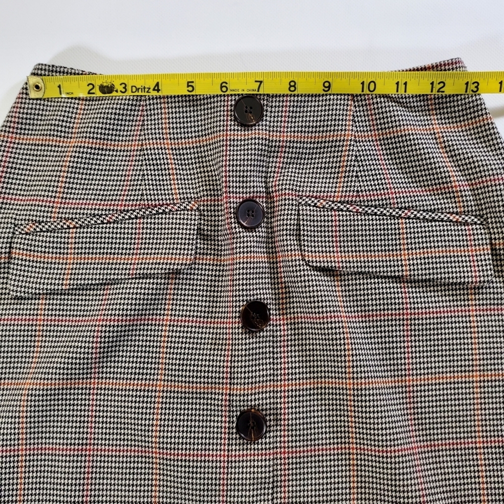 2474 * Forever 21 Contemporary Houndstooth Print Mini Skirt Black White Size S - Picture 7 of 8
